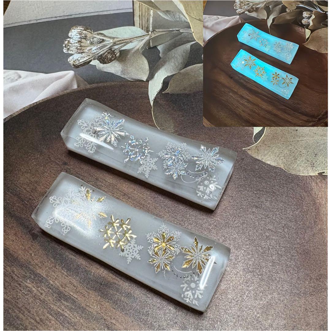 あんちき 　NO.465 箸置き2点セット レジン 雪の結晶(蓄光)