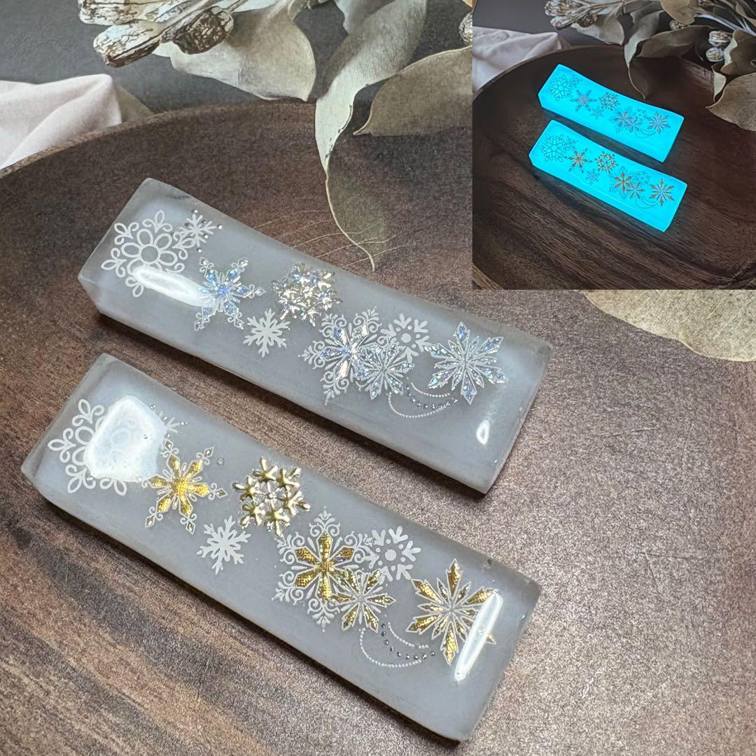あんちき 　NO.465 箸置き2点セット レジン 雪の結晶(蓄光)