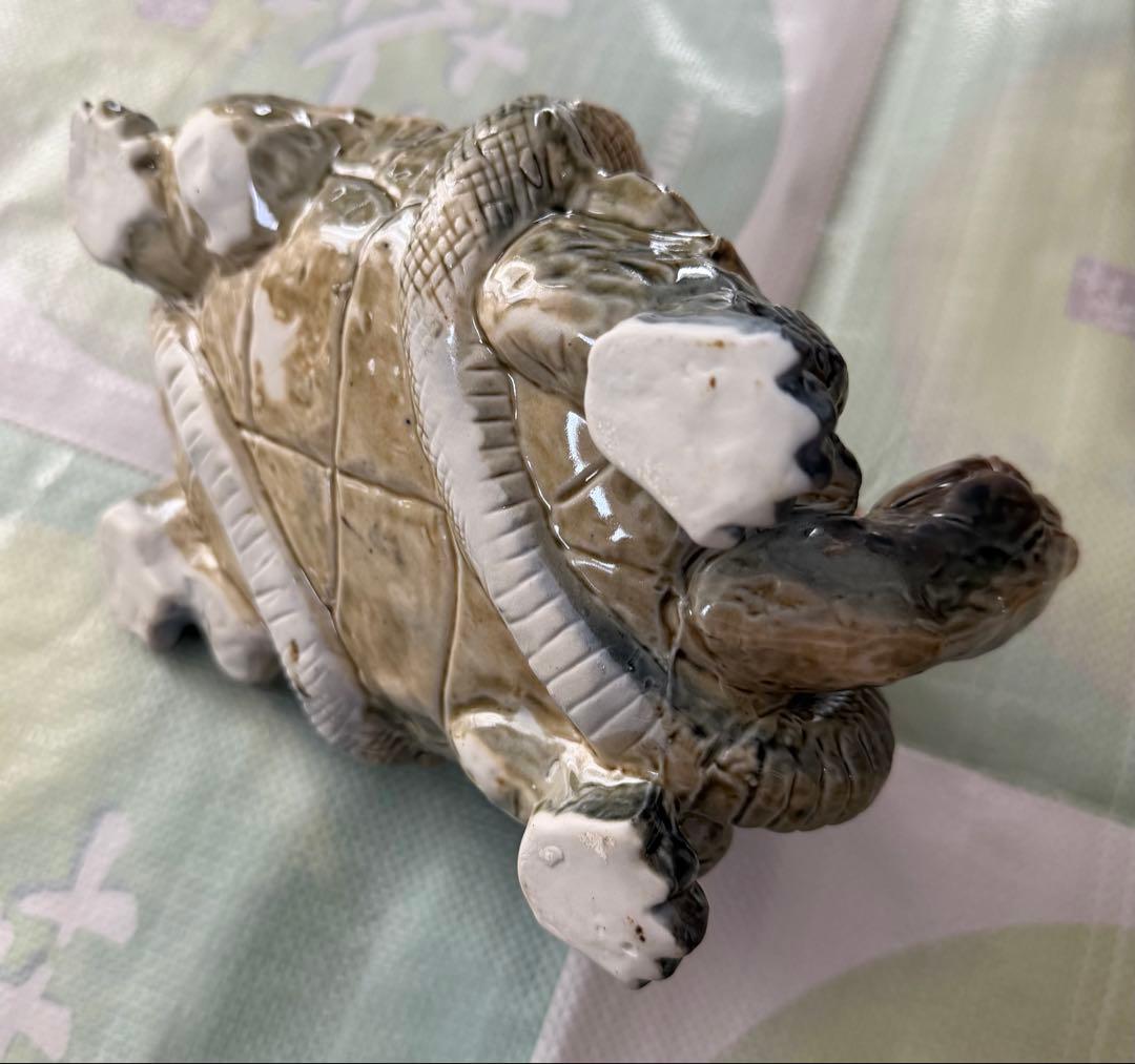 玄武 陶器製 「亀と蛇」 置物 瀬戸焼 瑞鳳作 松葉窯 超希少 美品