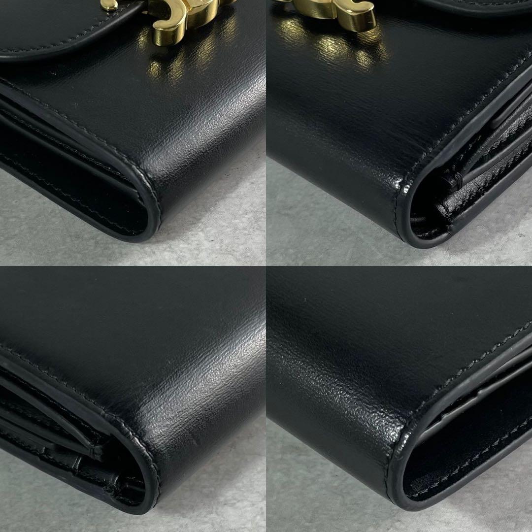 【箱付美品✨】CELINE 三つ折り財布 トリフォールドウォレット 黒 本革