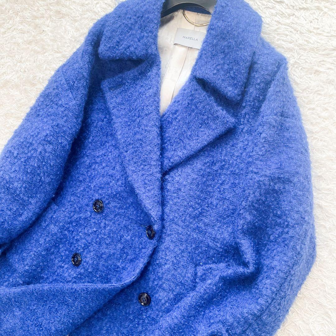 MAXMARA マレーラ ふわふわ ボアジャケットコート ロイヤルブルー