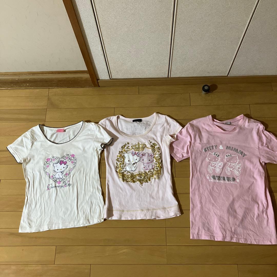 貴重‼️平成チャーミーキティ　ハローキティ プリント Tシャツ Mサイズ3枚セット