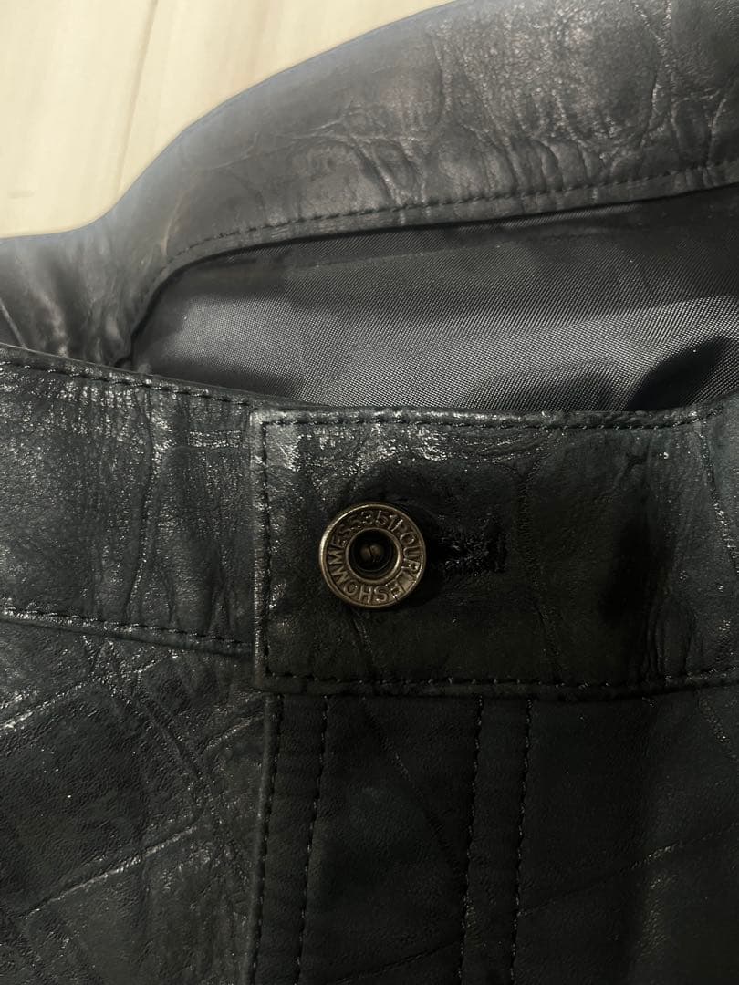 5351 POUR LES HOMMES クロコ型押し レザーパンツ 牛革 4