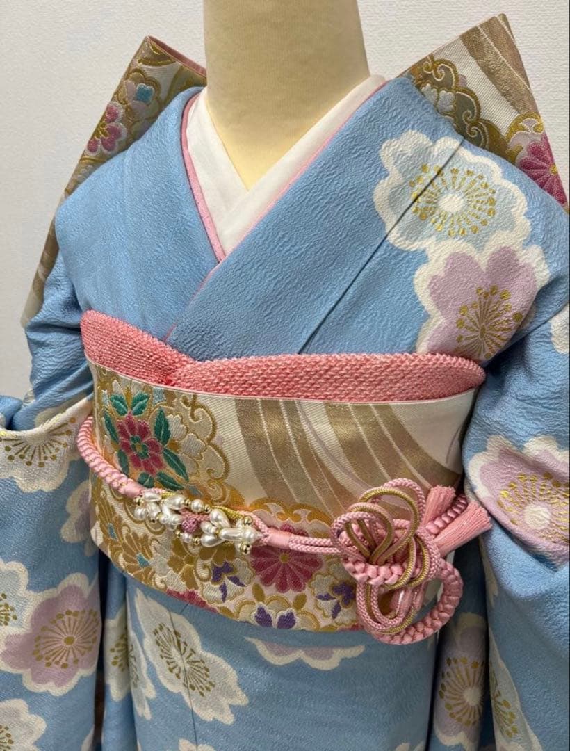 振り袖　フルセット　別誂長襦袢　パステル　成人式　金彩加工　重ね襟　春色　824