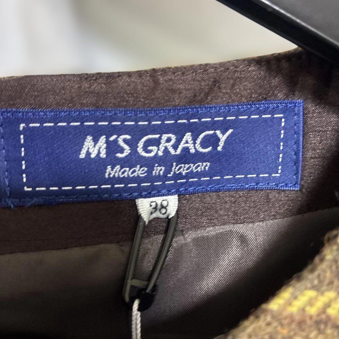 新品　M'S GRACY チェック柄ノースリーブワンピース 38