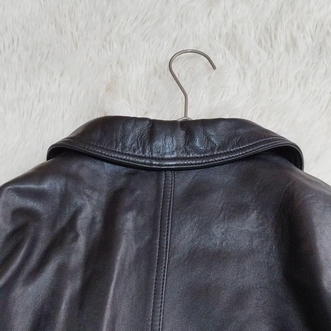 18195✨コーチ オーバーサイズ レザーコート ベルト付き ブラック S
