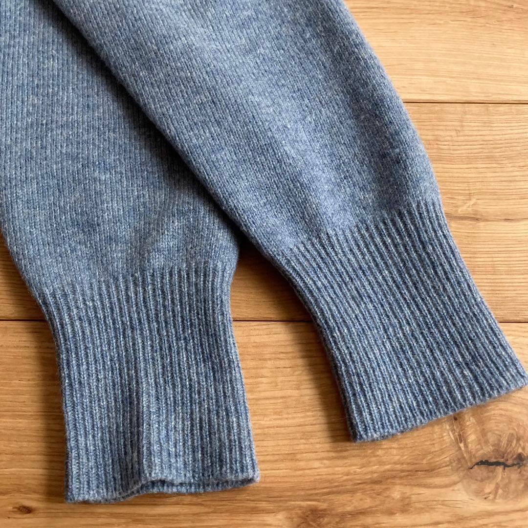 ビンテージ ラルフローレン ロゴ刺繍 ウール ニット カーディガン ヘザーブルー