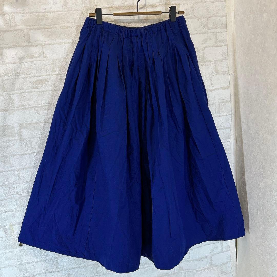 apuntob【F】ロングスカート/フレア　コットン　ネイビー　春コーデ