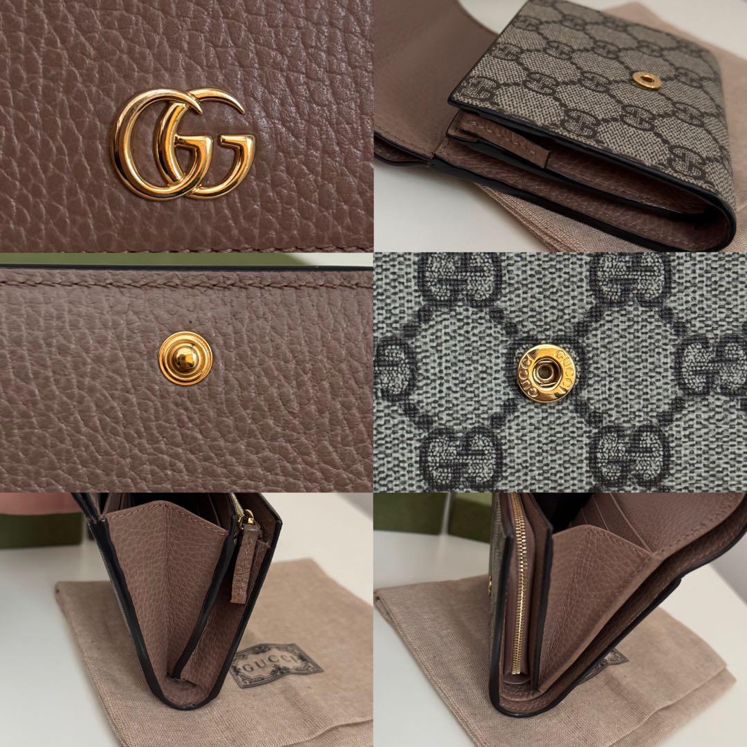 GUCCI グッチ ダブルGバイカラー　ミディアム ウォレット 二つ折り財布