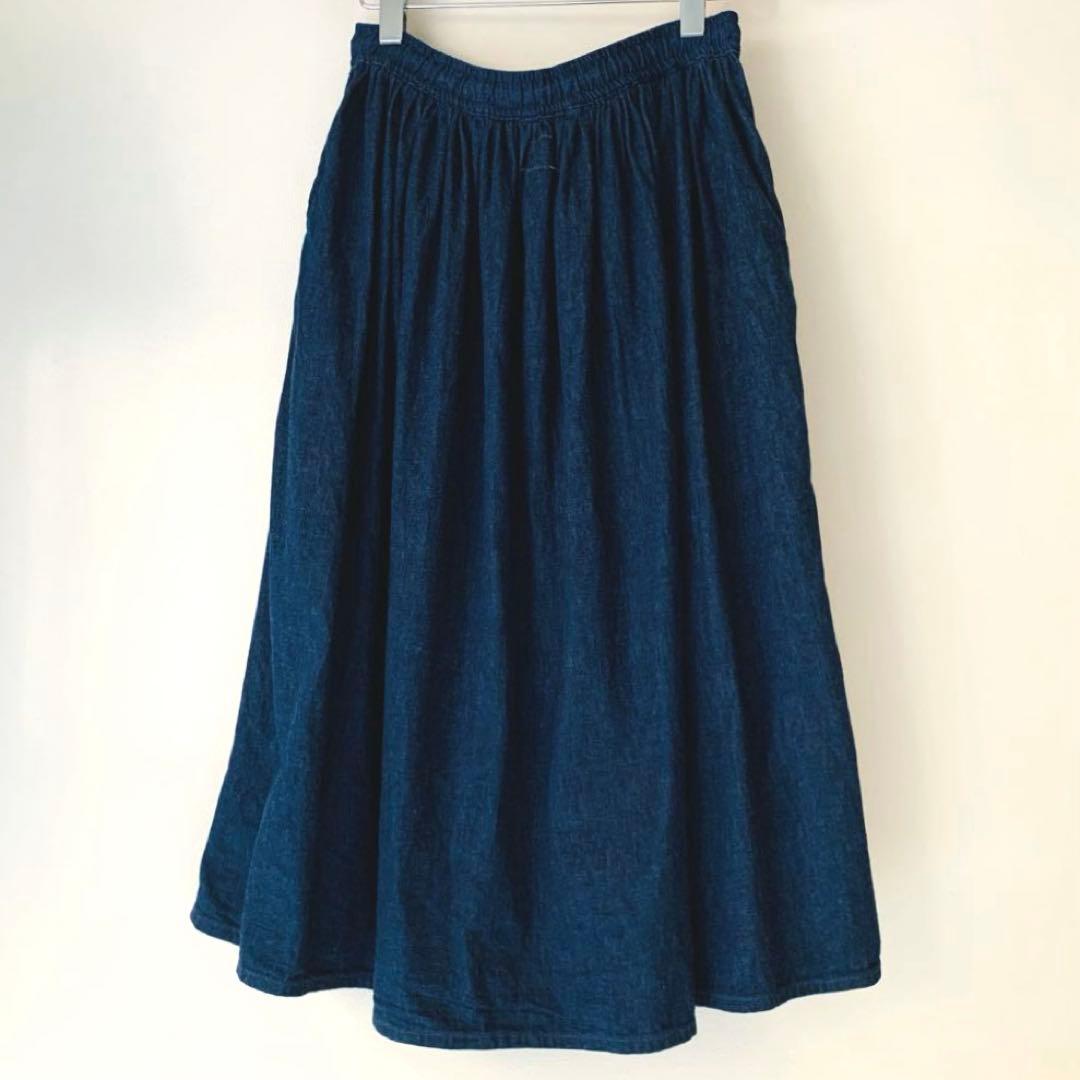 美品✨orSlow オアスロウ デニム ギャザー ロングスカート 日本製