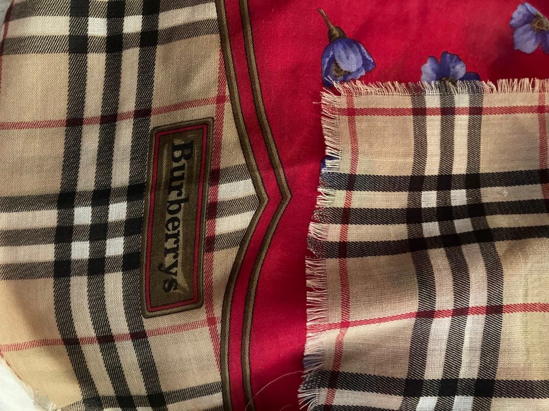 Burberry 青タグ 超大判シルク混ストール MADE IN ITALY