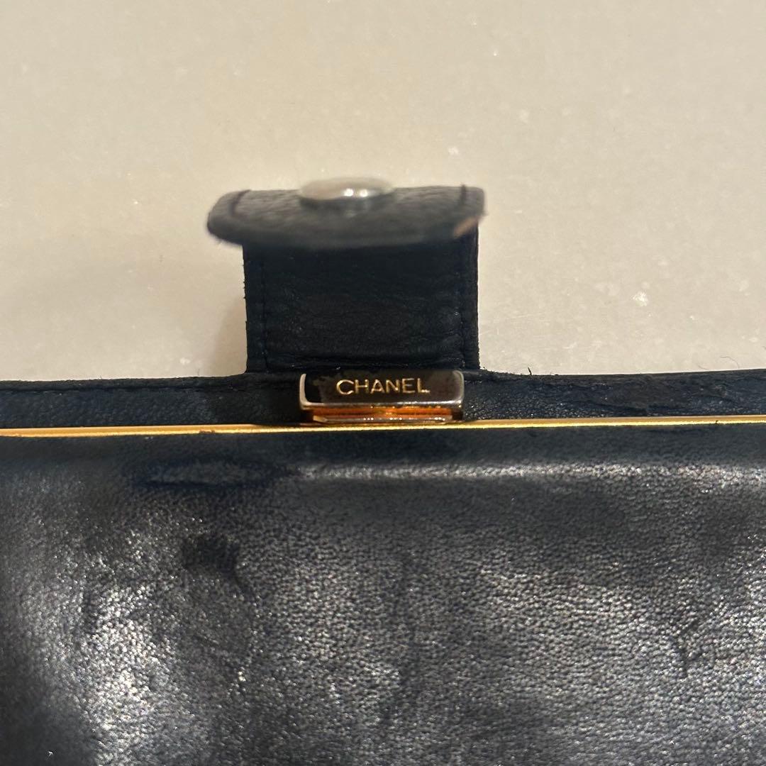 CHANEL シャネル 二つ折り財布 デカココ レザー ギャランティーカード付き