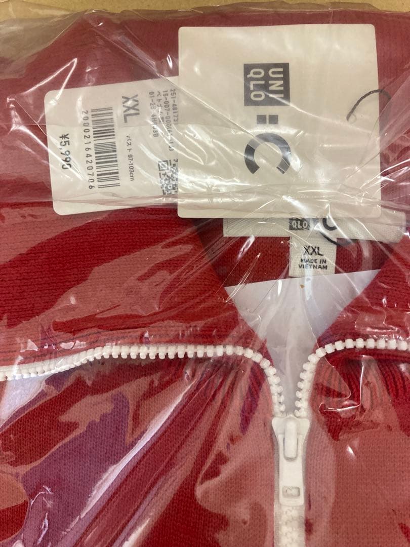 ◻️ユニクロC ミラノリブフルzipカーディガン XXL RED 『新品！貴重！』