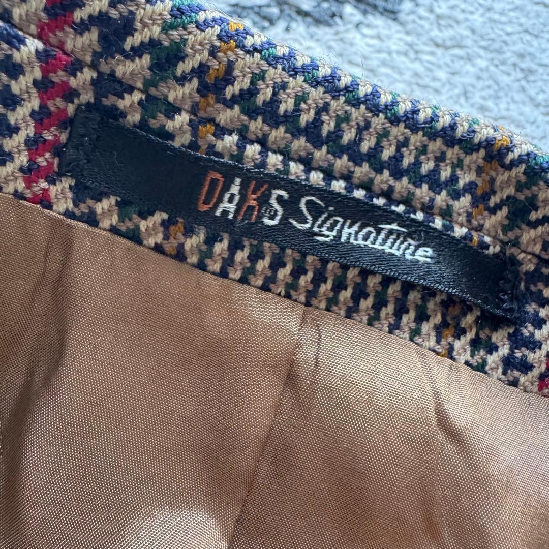 美品　DAKS　テーラードジャケット　ハンティング　チェック　木ボタン