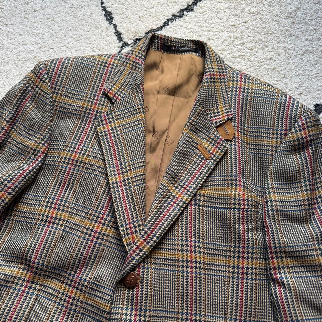 美品　DAKS　テーラードジャケット　ハンティング　チェック　木ボタン