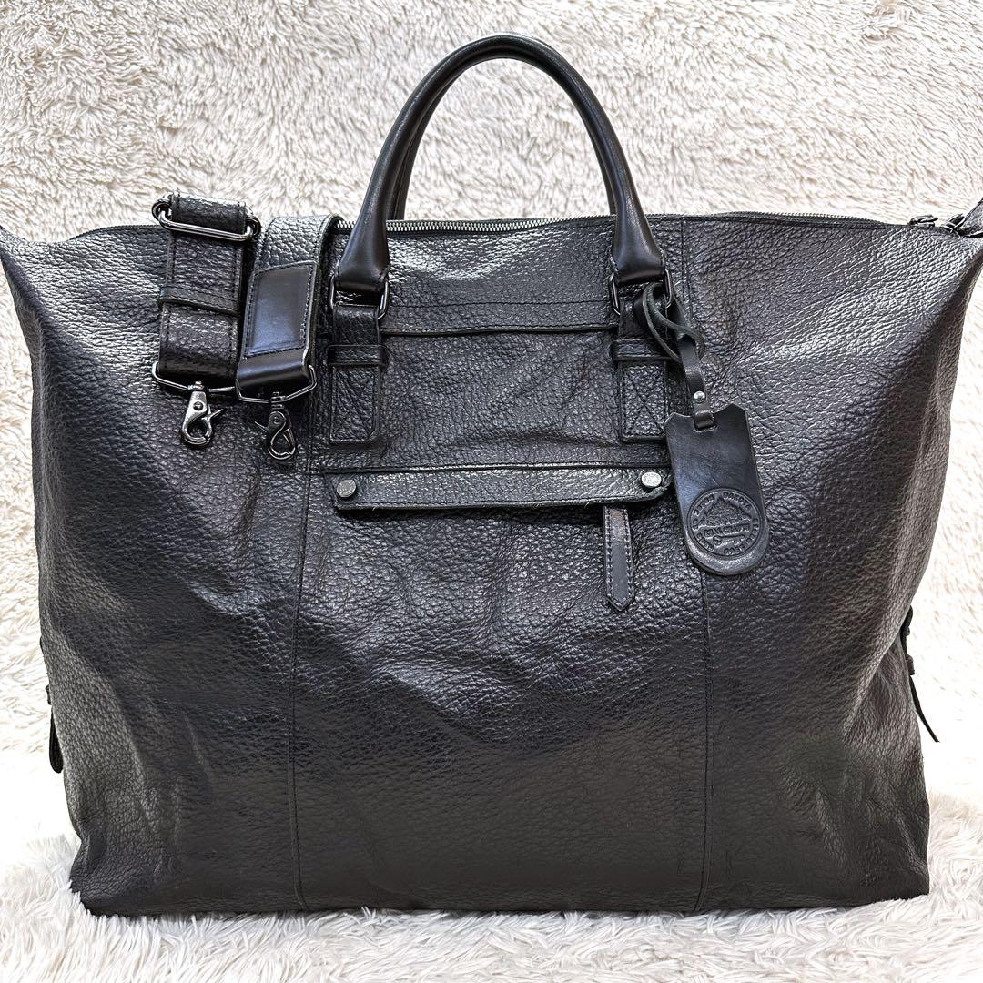 美品 Dakota ダコタ ブラックレーベル シボ革 ボストンバッグ 日本製