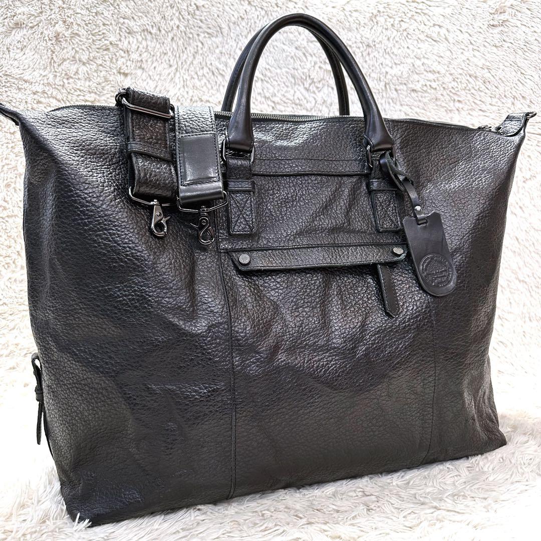 美品 Dakota ダコタ ブラックレーベル シボ革 ボストンバッグ 日本製