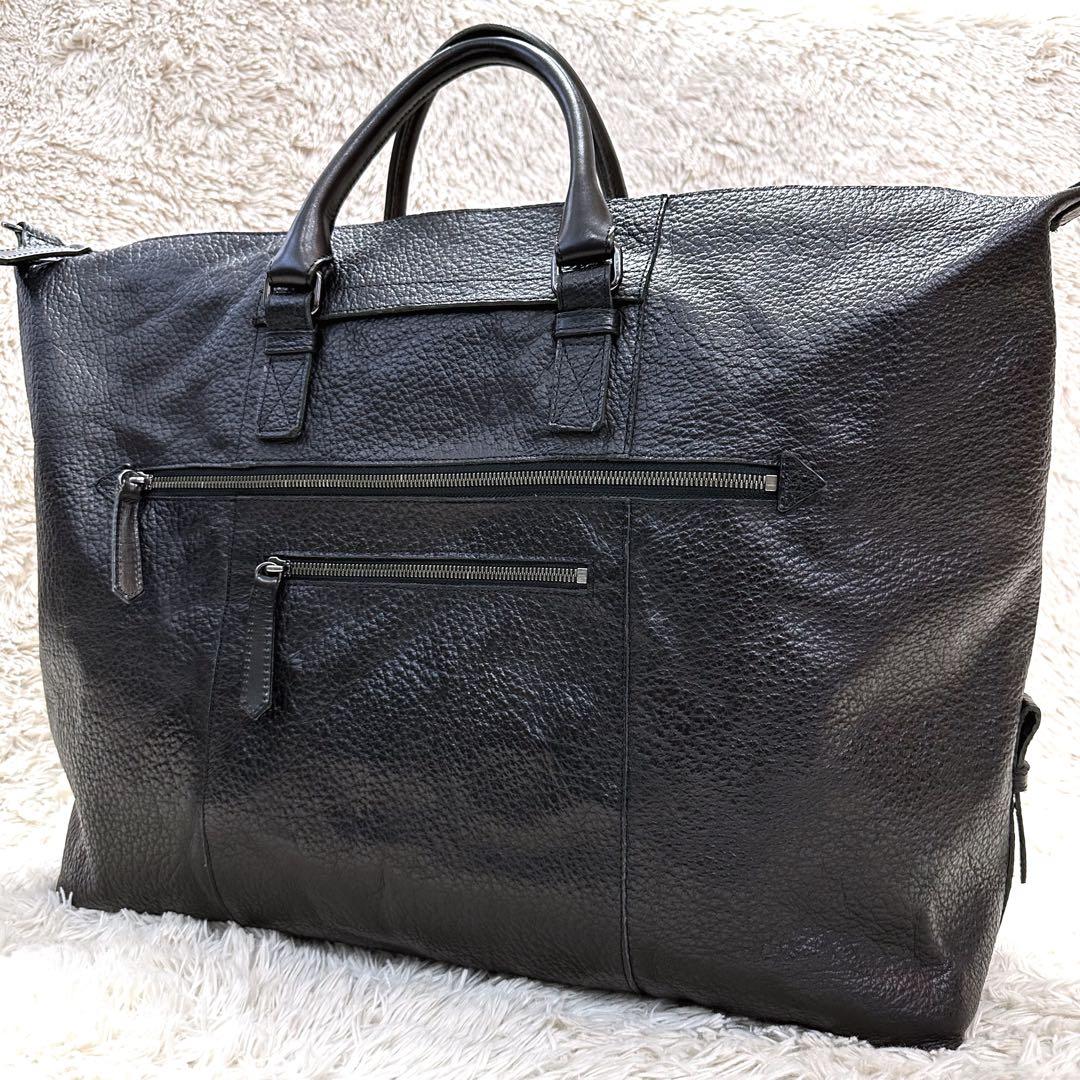美品 Dakota ダコタ ブラックレーベル シボ革 ボストンバッグ 日本製