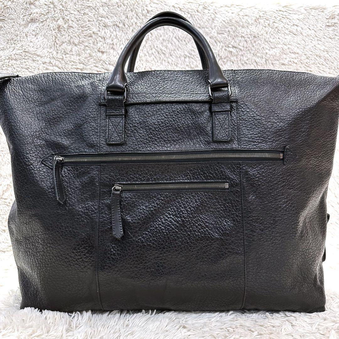 美品 Dakota ダコタ ブラックレーベル シボ革 ボストンバッグ 日本製