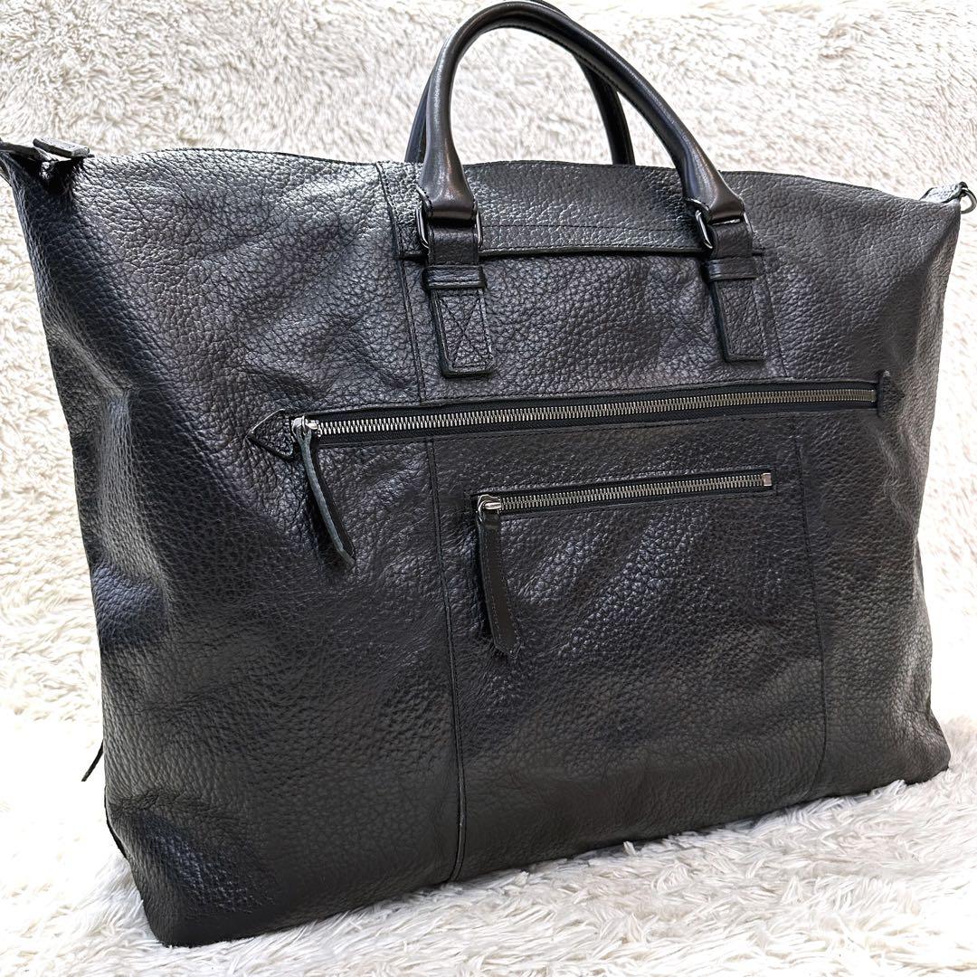 美品 Dakota ダコタ ブラックレーベル シボ革 ボストンバッグ 日本製