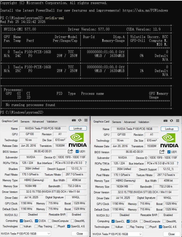 冷却ファン付 Tesla P100 16GB HBM2 2枚セット 動作確認済