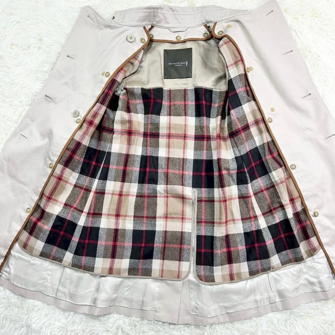 美品　マッキントッシュロンドン　トレンチコート　チェック　レディース　38
