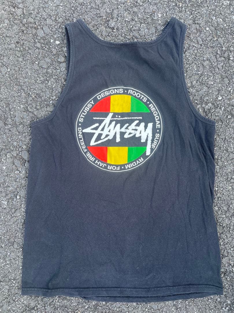 STUSSY タンクトップ ノースリーブ ワールドツアー ラスタ 両面