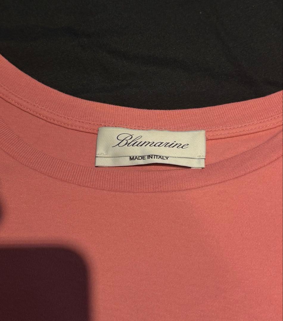 BLUMARINE ブルマリン ピンク ラインストーン ラメ ロゴ Tシャツ
