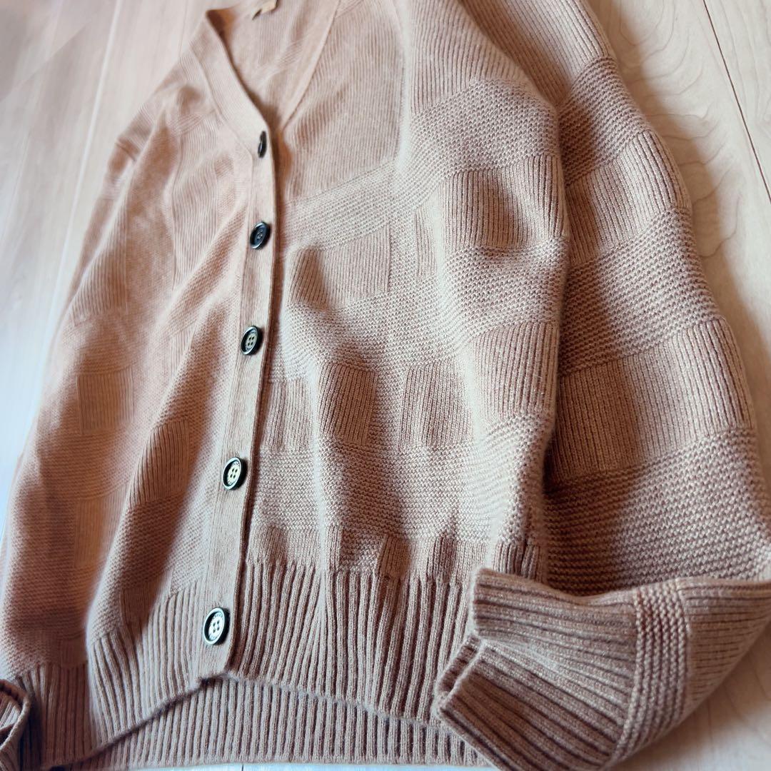 希少＊BURBERRY カシミヤウール カーディガン L シャドーチェック柄