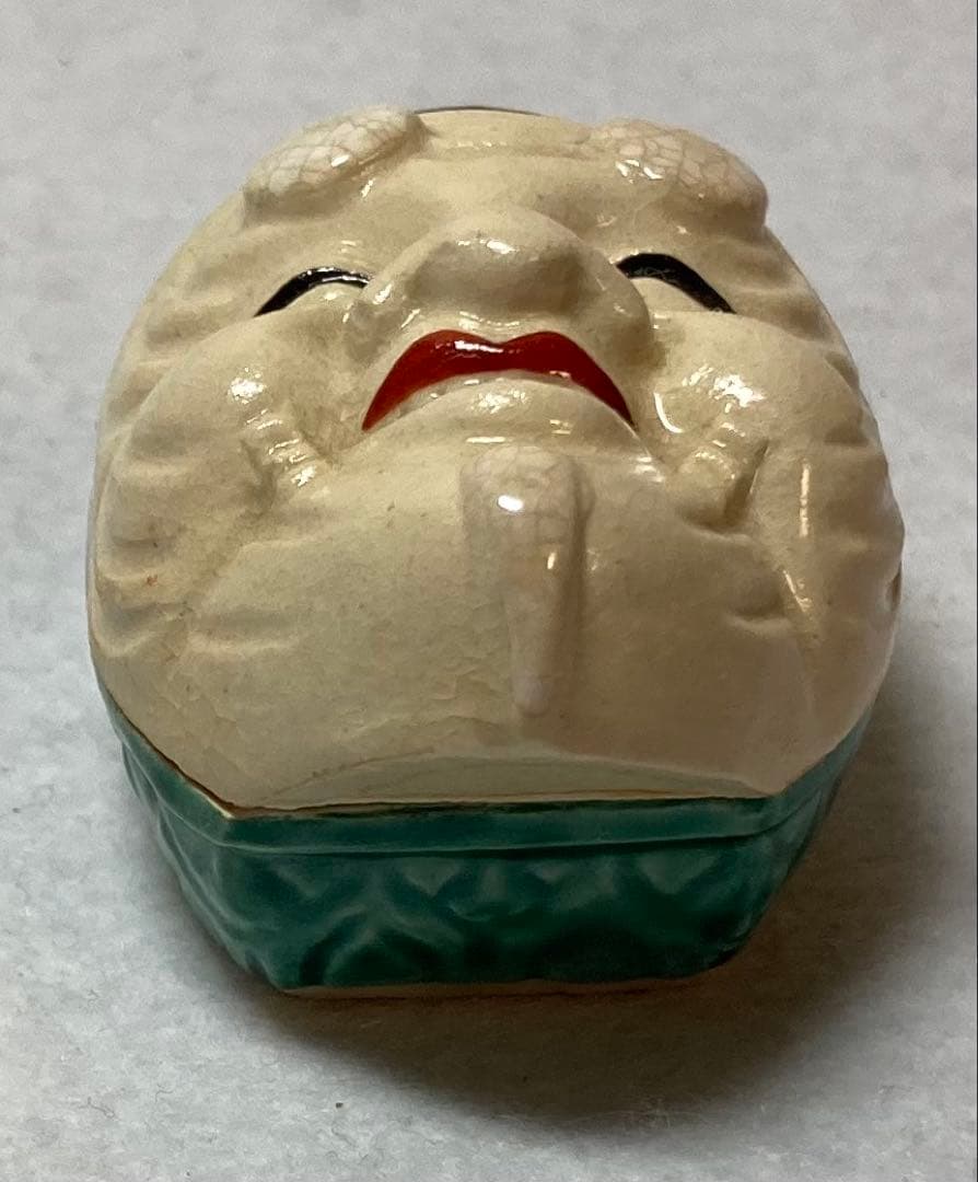 B307h 「色絵翁 香合」清閑寺窯造　共箱　能面　杉田祥平　京都　茶道具