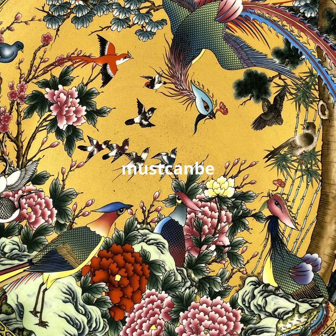 清乾隆鳳着牡丹紋賞盤 景徳鎮 陶磁器 装飾品 現代工芸品 美術品 置物