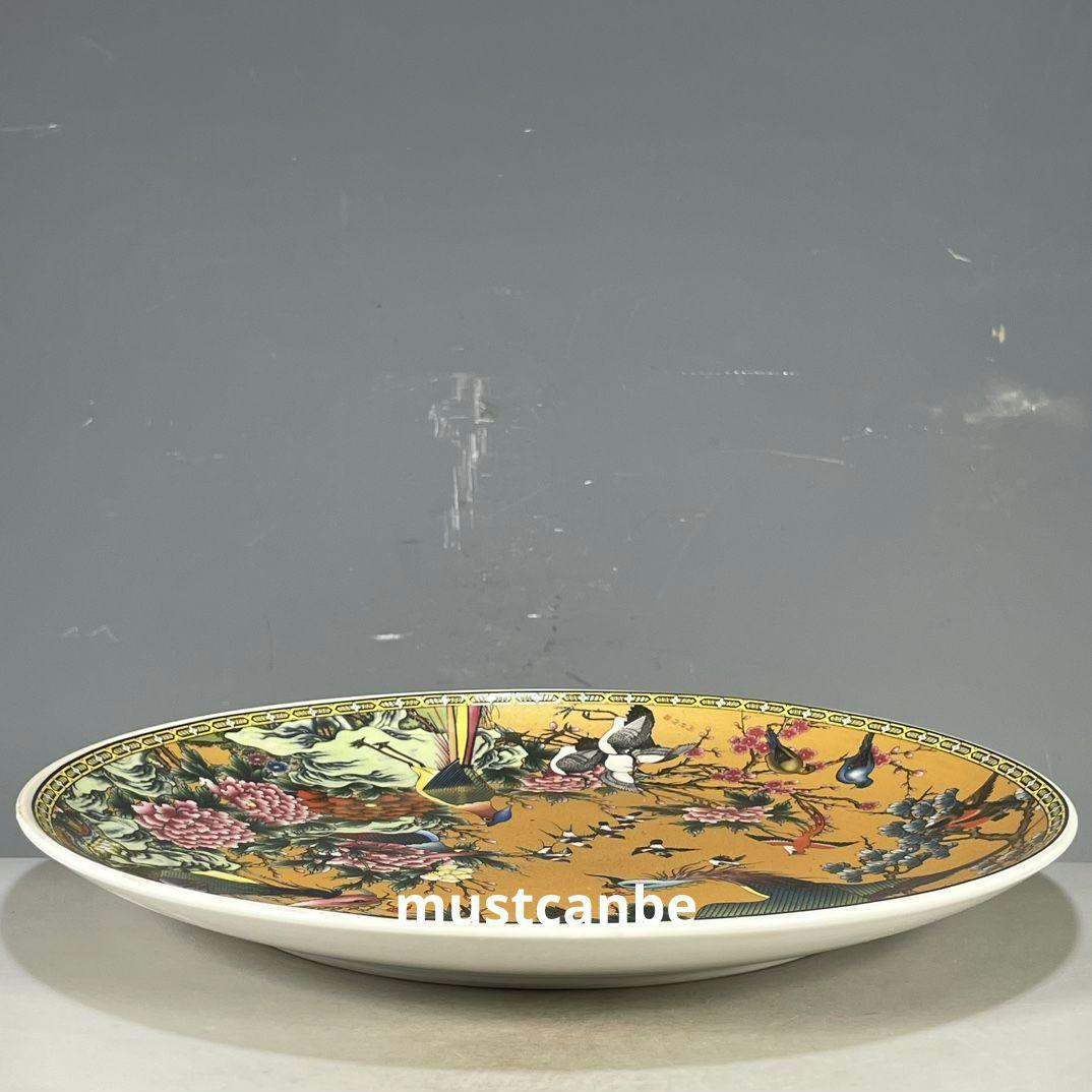 清乾隆鳳着牡丹紋賞盤 景徳鎮 陶磁器 装飾品 現代工芸品 美術品 置物