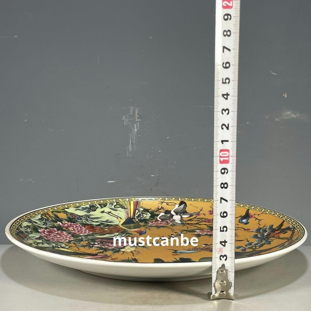 清乾隆鳳着牡丹紋賞盤 景徳鎮 陶磁器 装飾品 現代工芸品 美術品 置物