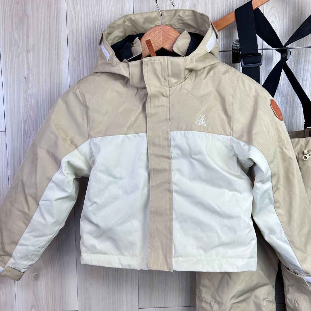 【キッズ】YUK スノーボードウェア 120 ホワイト/ベージュ　オシャレ