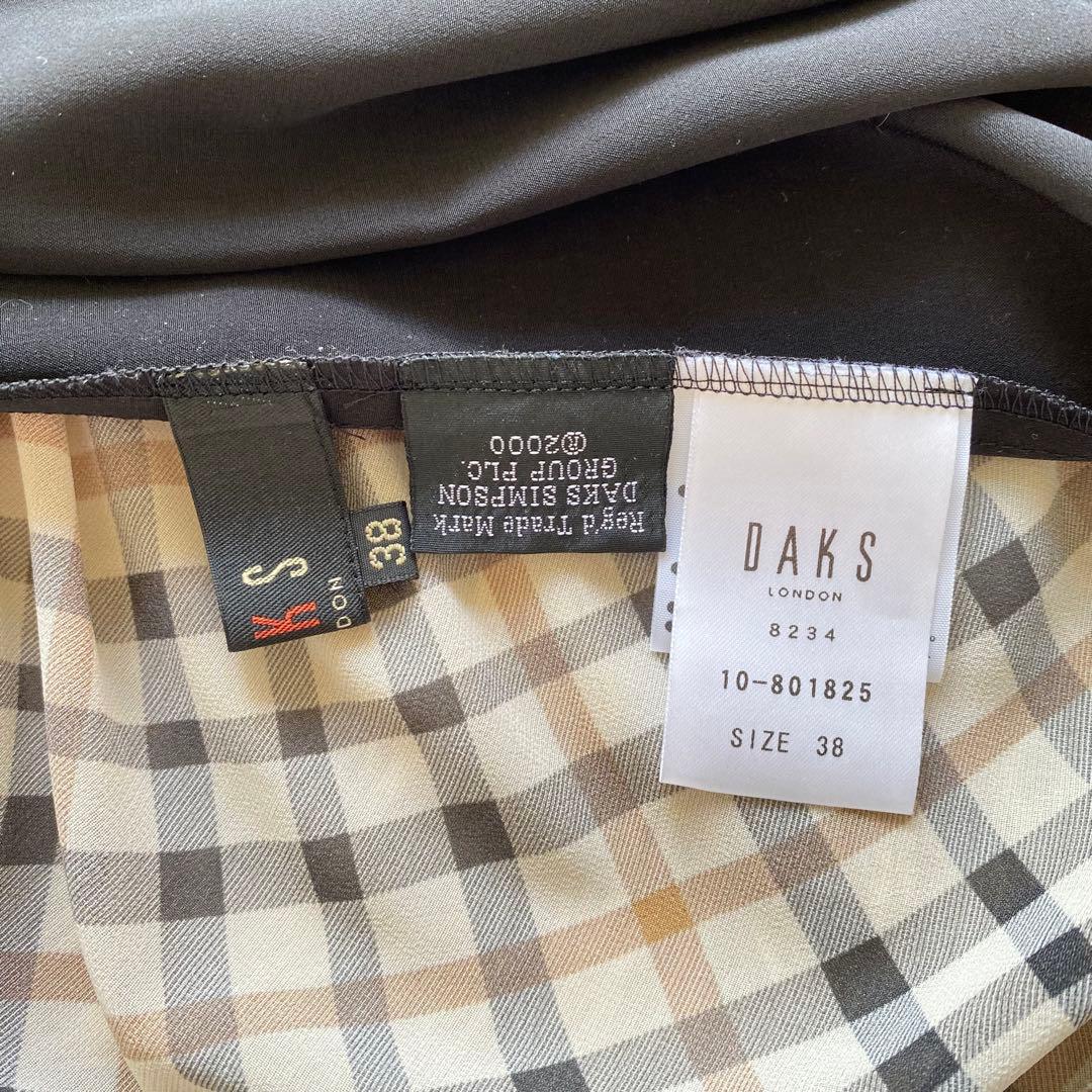 DAKS ダックス ハウスチェック 胸元タック ワンピース リボンベルト 総柄