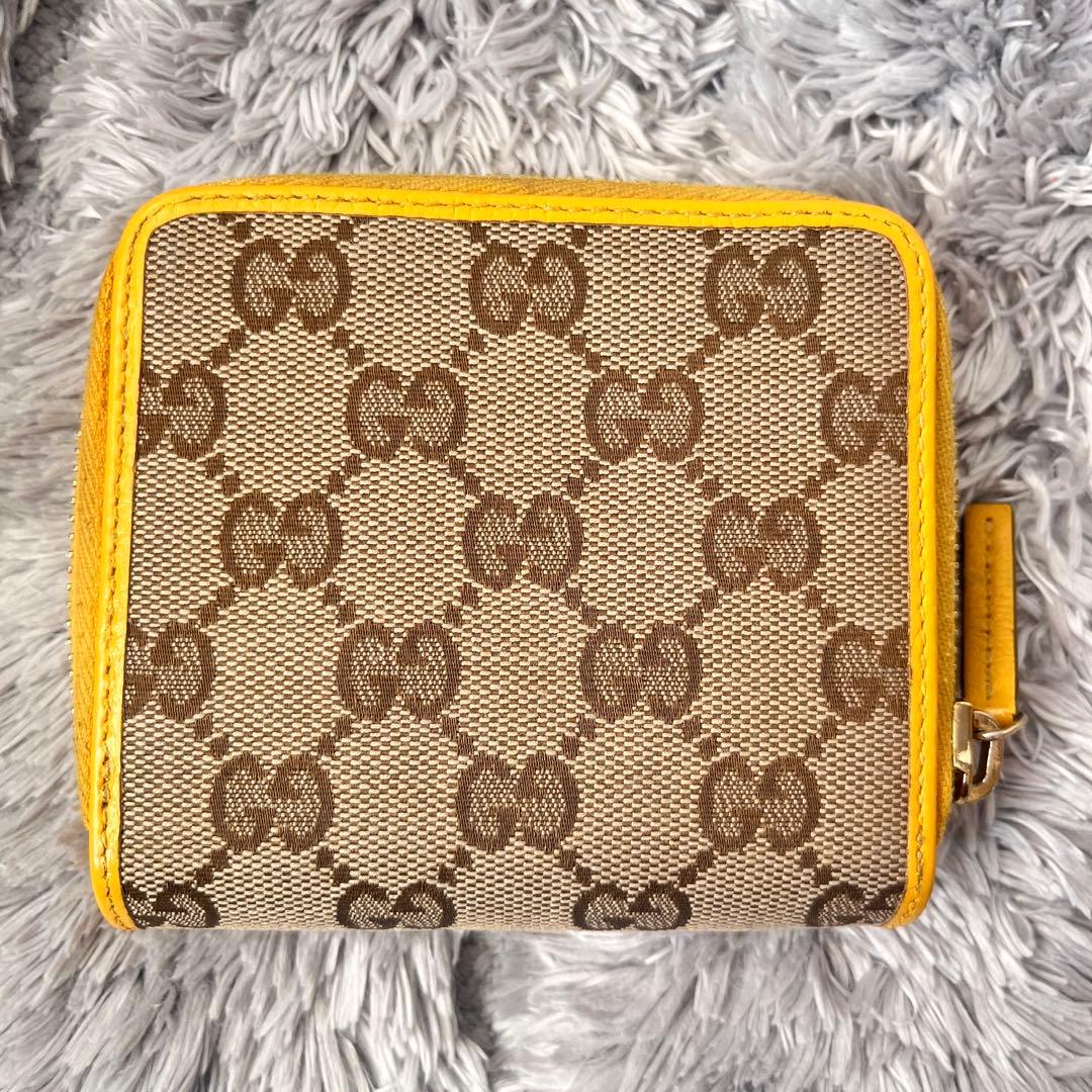 良品✨GUCCI GGキャンバス 折り財布　イエロー　メンズ　レディース