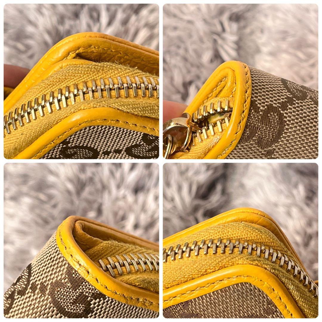 良品✨GUCCI GGキャンバス 折り財布　イエロー　メンズ　レディース