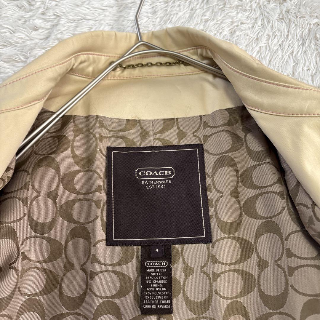 COACH コーチ　トレンチコート　ベージュ　裏地シグネチャー柄　ベルト付き