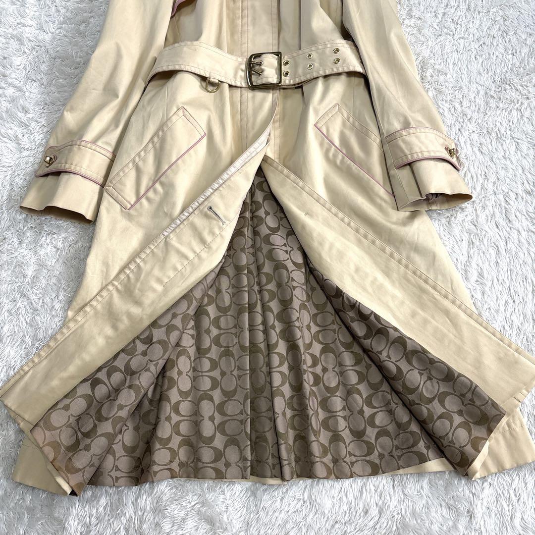 COACH コーチ　トレンチコート　ベージュ　裏地シグネチャー柄　ベルト付き