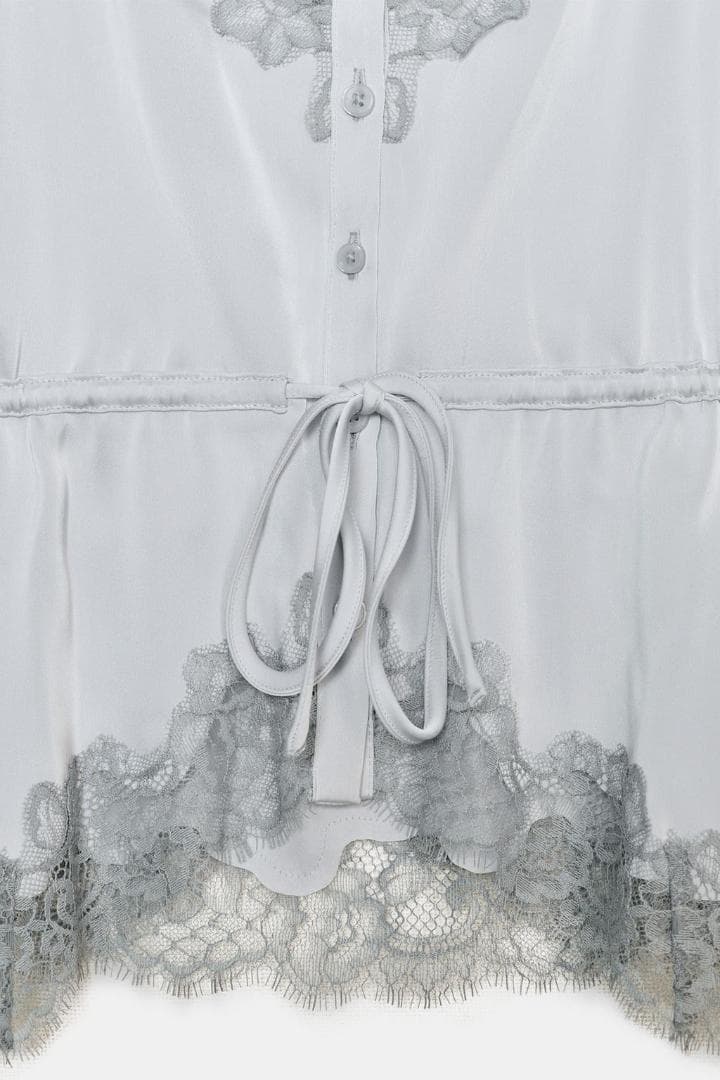 ZARA レースサテンキャミソール パステルブルー S