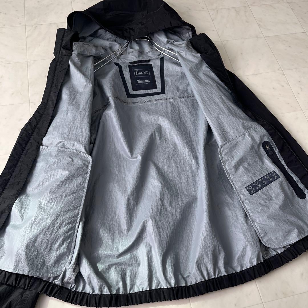 美品 HERNO Laminar ウォータープルーフ ブルゾン フード L 黒