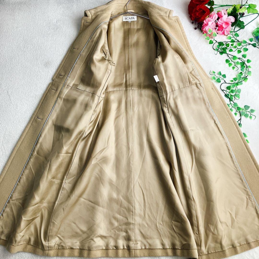 スキャパSCAPA★アンゴラ ステンカラーコート 切替え Aライン フラップPK