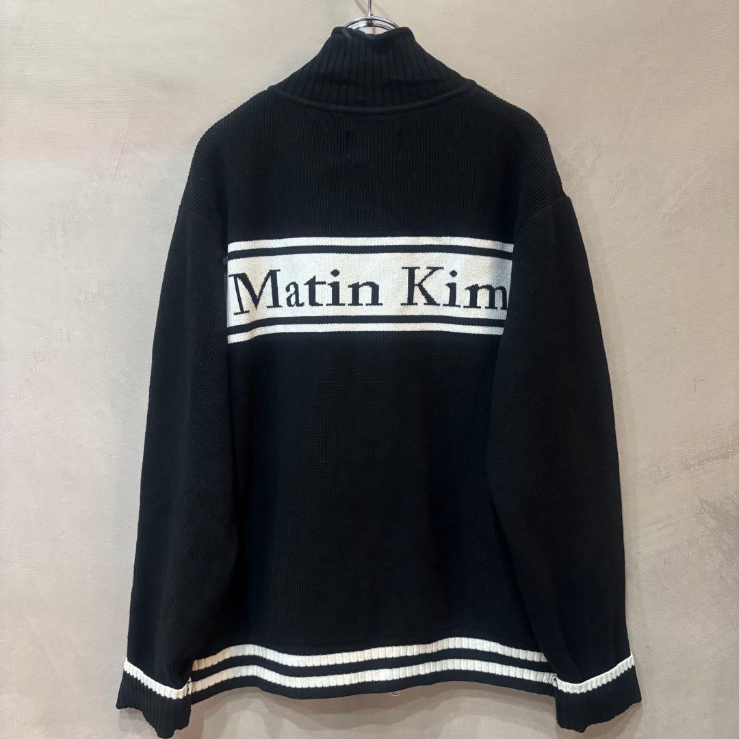 MATIN KIM マーティンキム バックロゴ ニットカーディガン ブラック L
