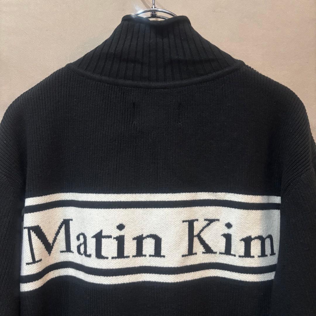 MATIN KIM マーティンキム バックロゴ ニットカーディガン ブラック L