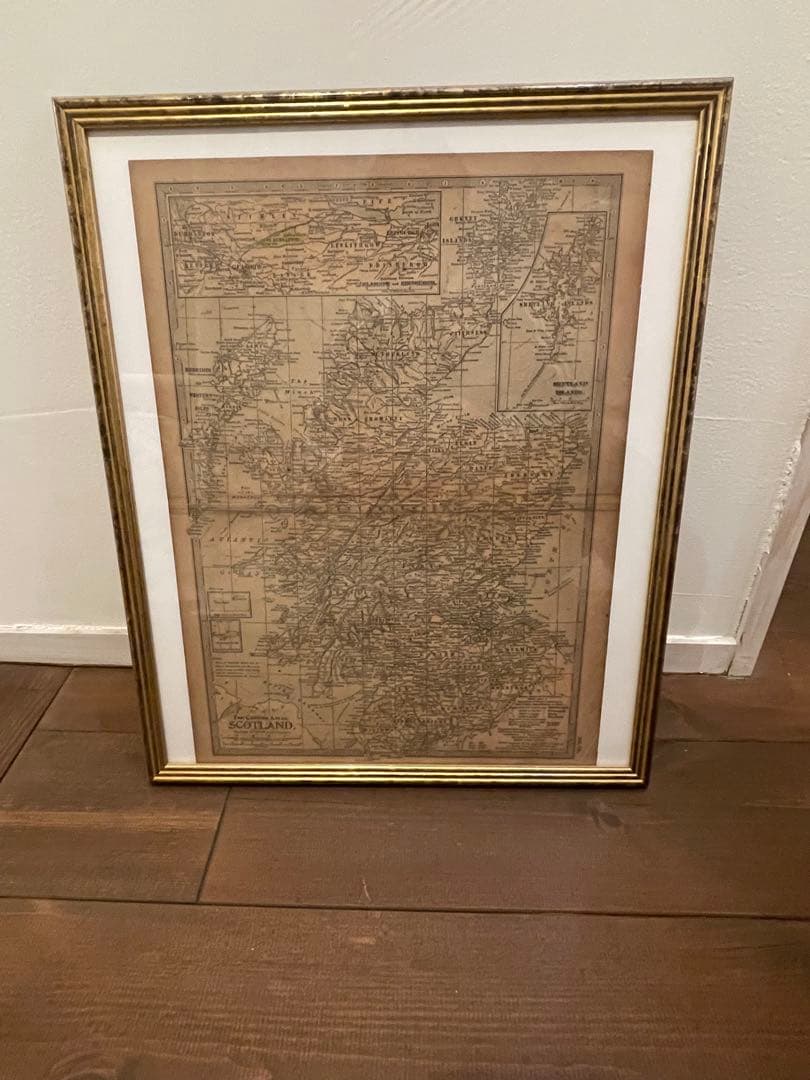 スコットランド 古地図 金色フレーム