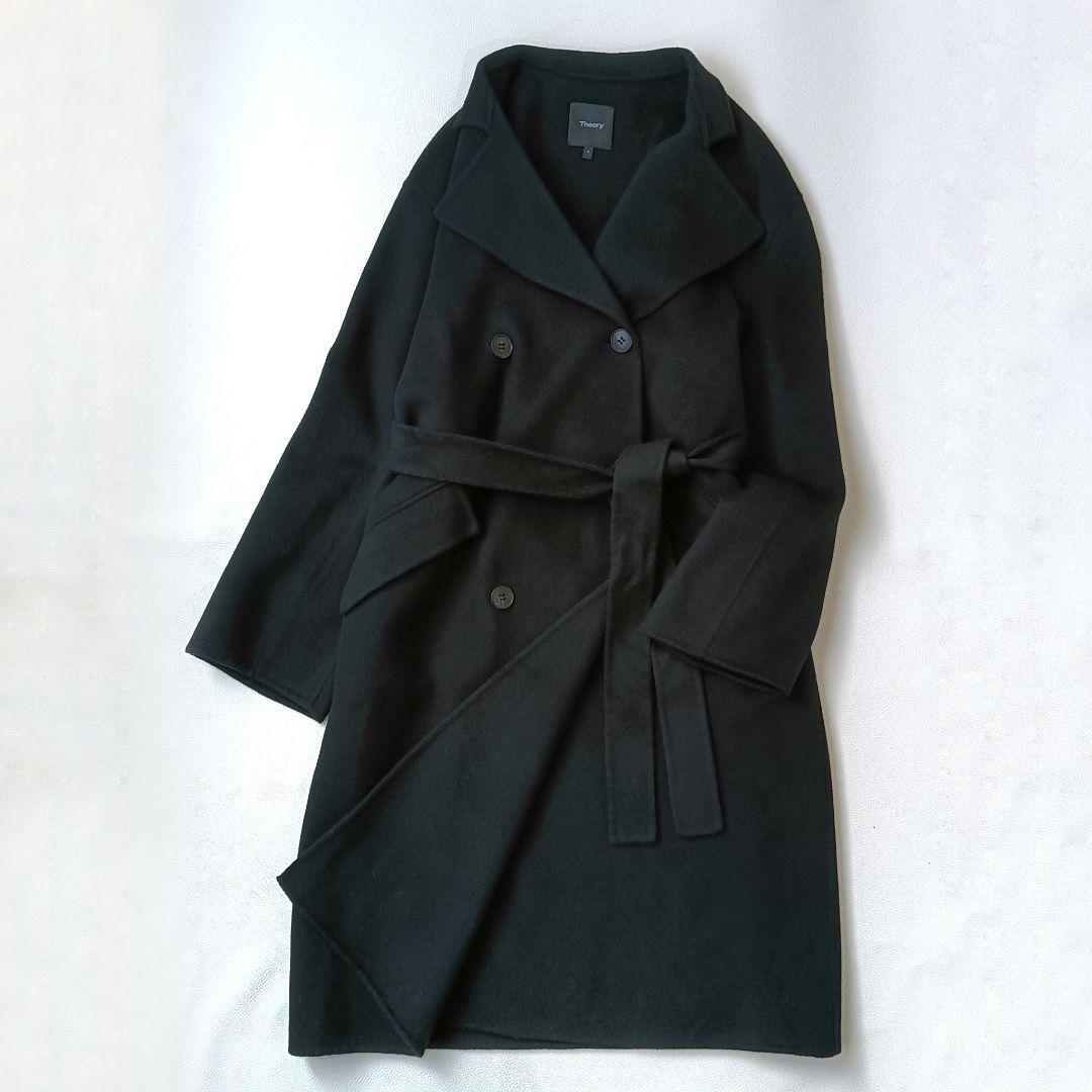 美品✨ 《セオリー》定価8万 カシミヤ混 ダブルブレストロングコート ベルト