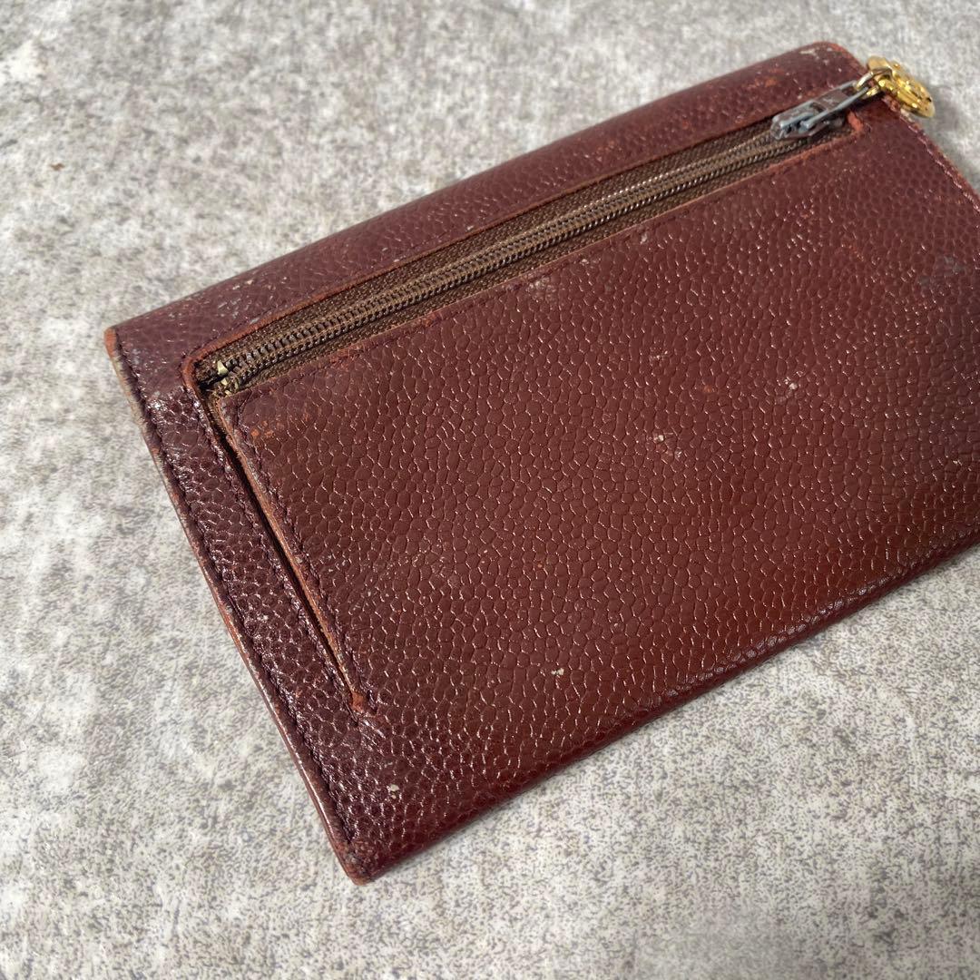CHANEL 折り財布 キャビアスキン ココマーク ダブルホック コンパクト