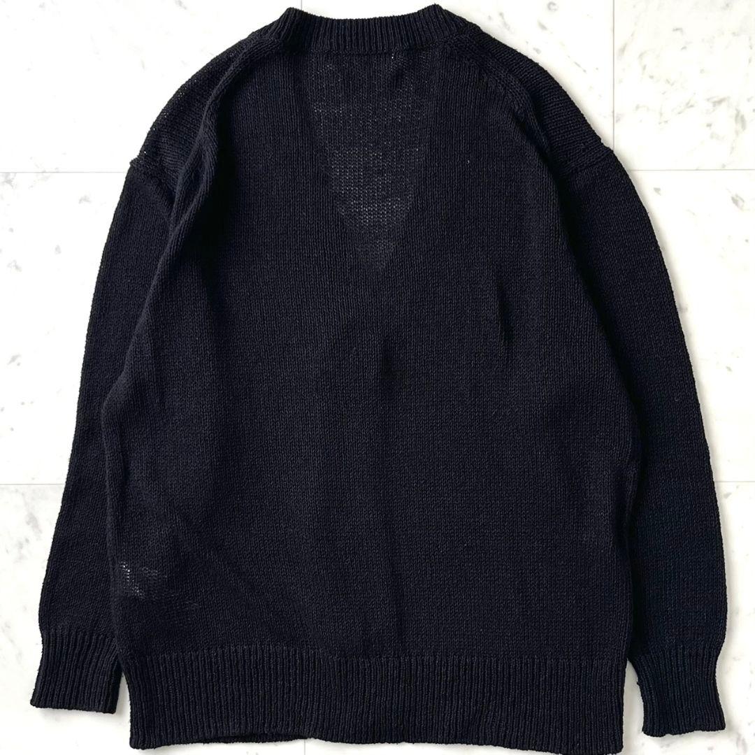 美品♪23区 リネンシルクVネックカーディガン 44 大きいサイズ 黒 洗える