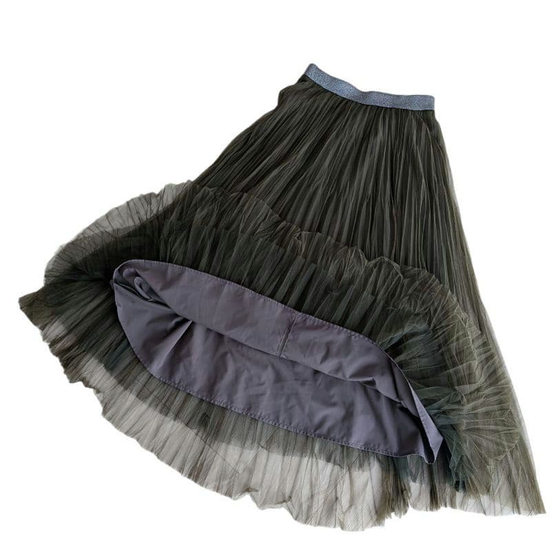 美品✨️VIVIENNE TAM チュールプリーツスカート カーキ 40