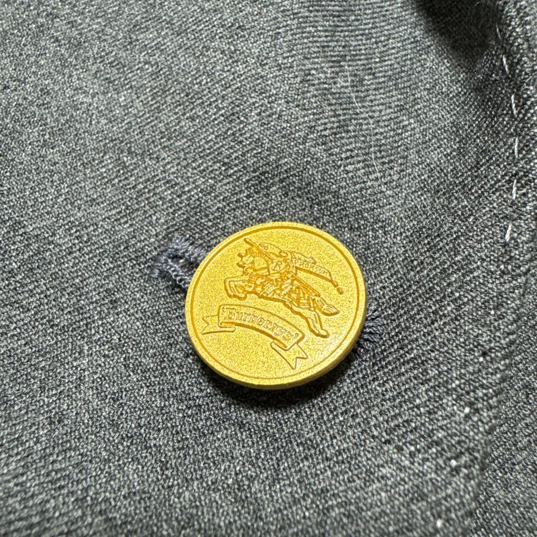 極美品 バーバリーズ テーラードジャケット ダブル 金ボタン L グレー ウール